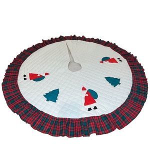 Handmade embroidered and quilted traditional style Christmas tree skirt